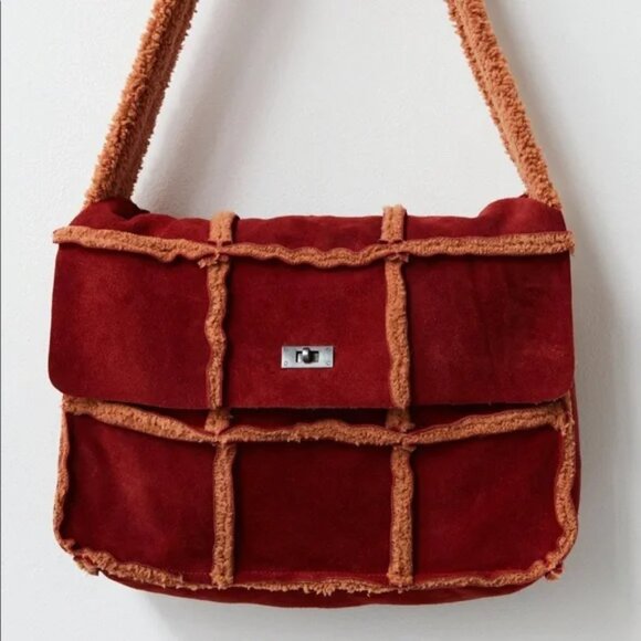 Free People Handbags - 034 Free People Spokane Patched Messenger Bag in Red/Rust NWOT
